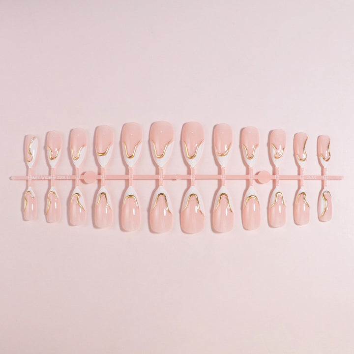 DIY Press-On Nail Set with Elegant Gold Accents Kalsten