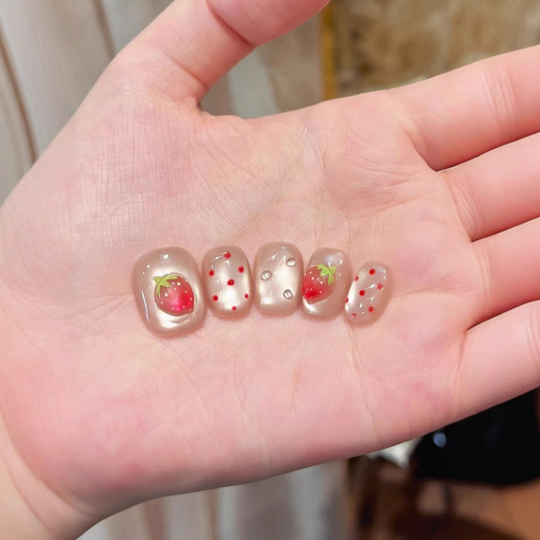 Strawberry Decorated Press-On Nails Kalsten