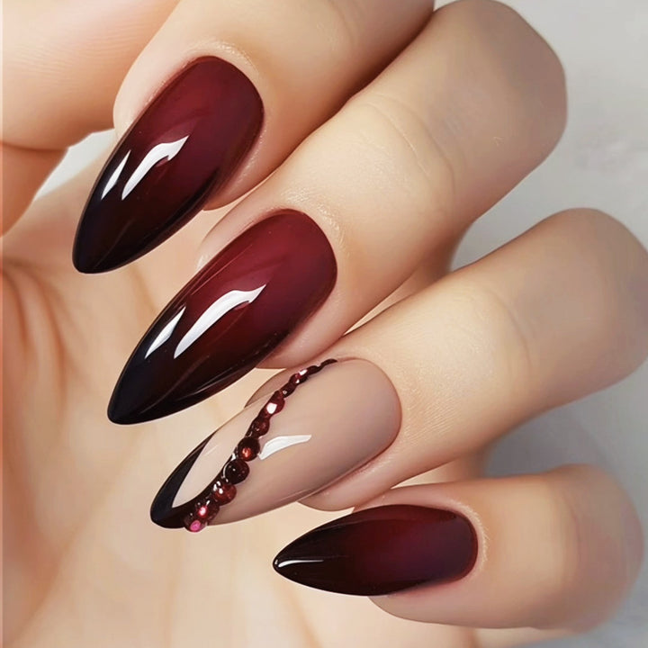 Nail set with elegant ombre design and creative decorations Kalsten