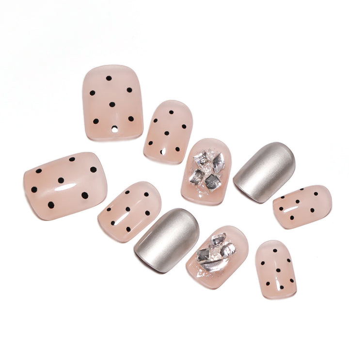 Artificial nail extensions with elegant accent decoration Kalsten