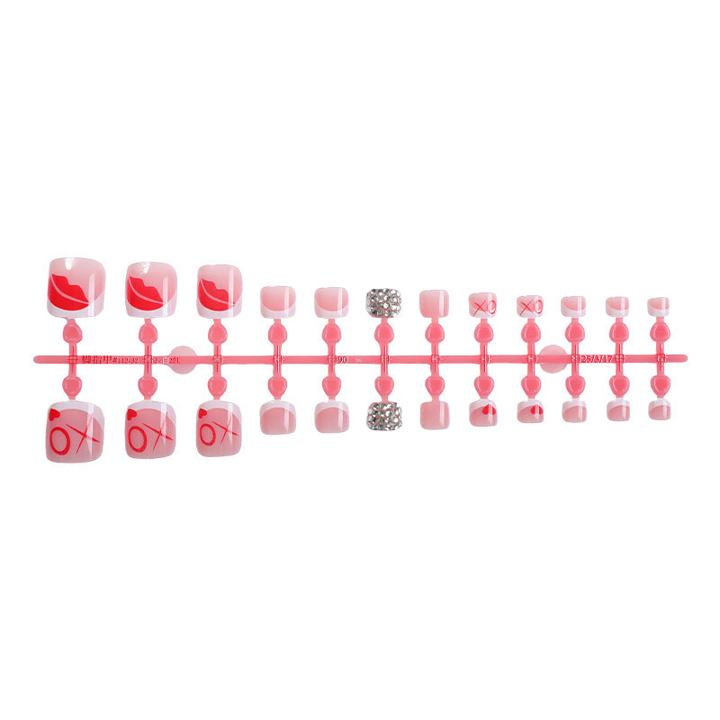 Decorative Press-On Nail Art Set with Kiss and Heart Designs kalsten
