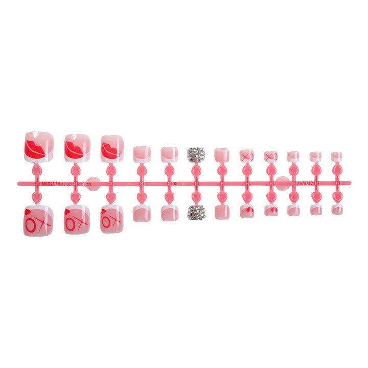 Decorative Press-On Nail Art Set with Kiss and Heart Designs kalsten