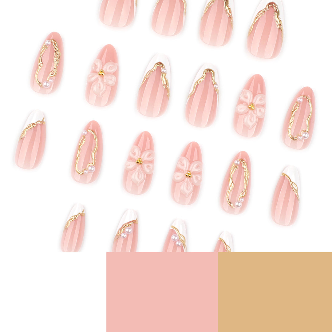 Artful Nail Extensions with Elegant Blooming Accents Kalsten