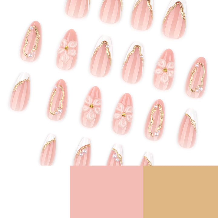 Artful Nail Extensions with Elegant Blooming Accents Kalsten