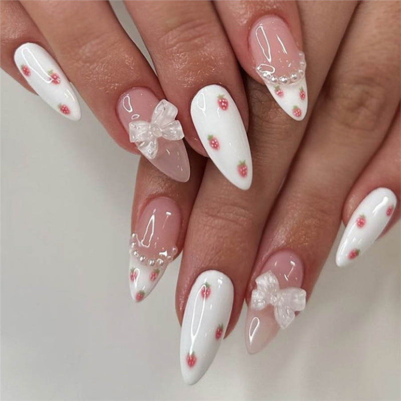 Decorative Stiletto Press-On Nail Art with Floral Accents Kalsten