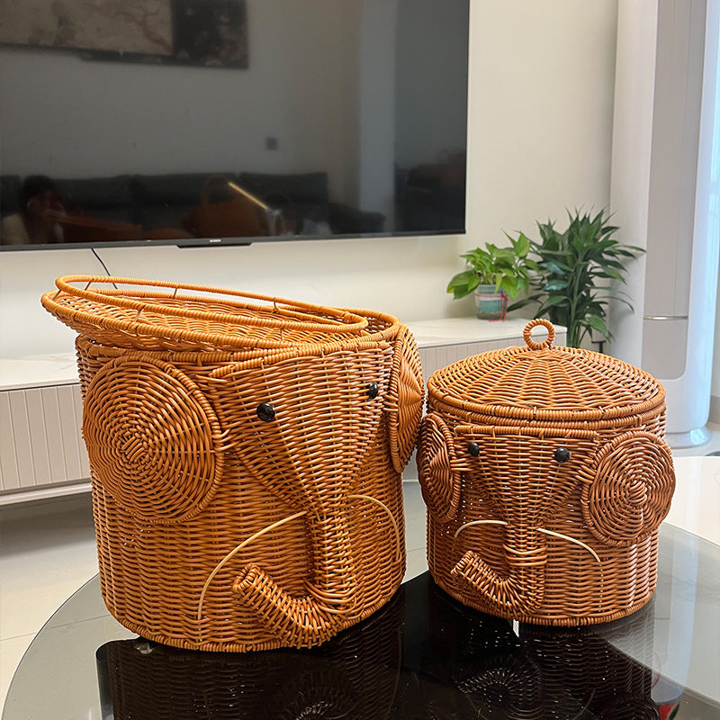 Elephant-Shaped Woven Storage Basket Kalsten