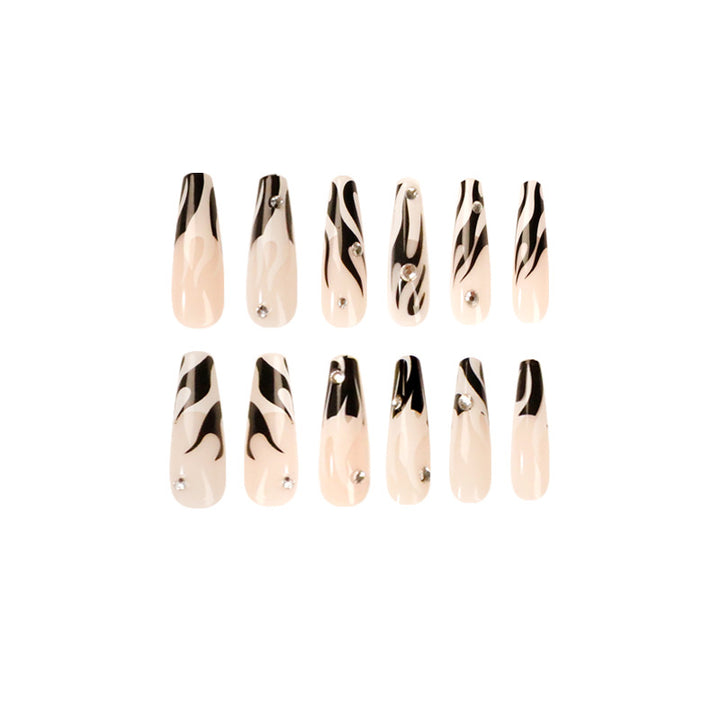 Artful Nail Extensions with Elegant Fire Pattern Kalsten