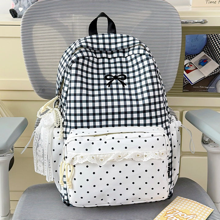 Playful Gingham Print School Backpack Kalsten