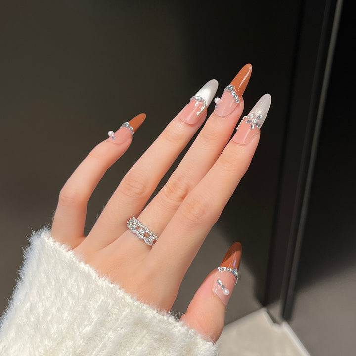 Glamorous Crystal-Embellished Press-On Nail Design Kalsten