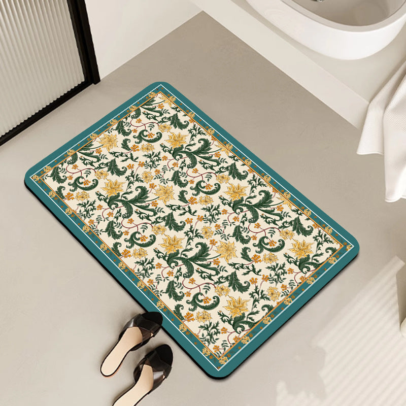 Vintage Floral Pattern Bath Mat Kalsten