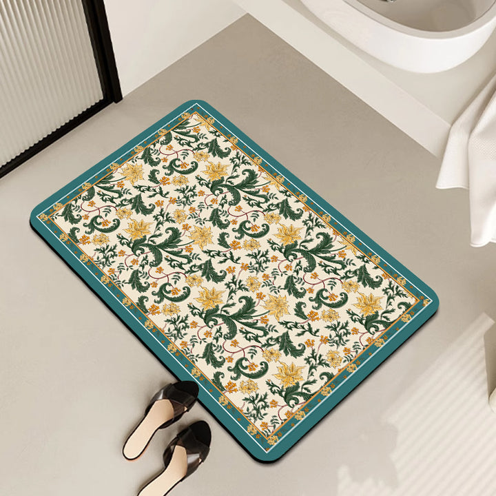 Vintage Floral Pattern Bath Mat Kalsten