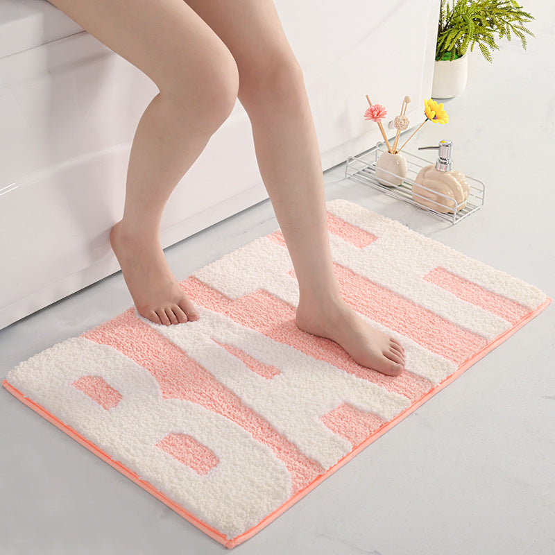 Plush Bath Rug with Inspirational Text Kalsten