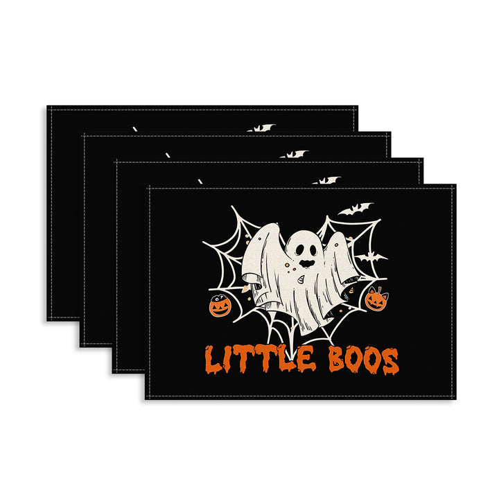 Multi-piece Halloween table set made of wipeable vinyl non-slip placemats