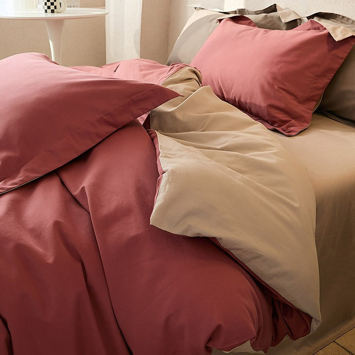 Bedding set made of premium cotton blend fabric reversible design with hidden zipper