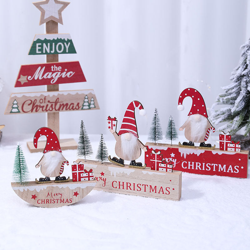 Wooden Christmas Gnome Figurine