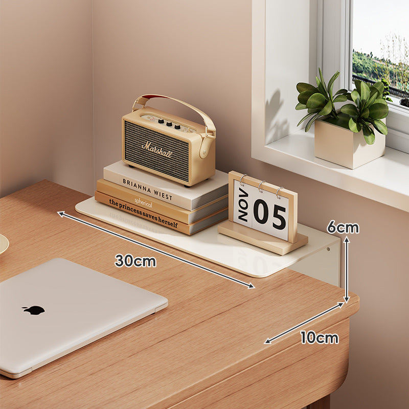 Slim Floating Wall-Mounted Desk Shelf Monitor Riser with Sleek Tempered Glass Surface