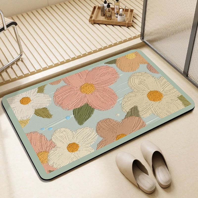 Vibrant Floral Patterned Bath Mat