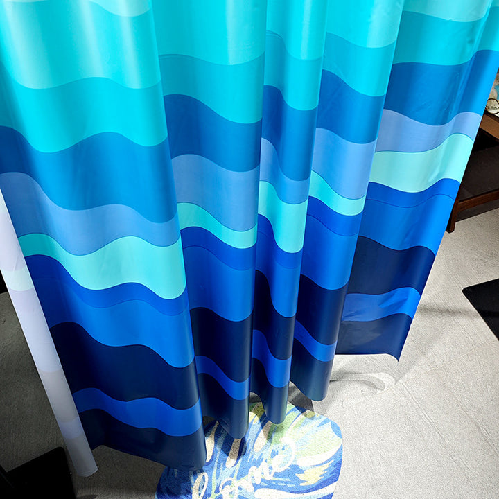 Gradient Wave Pattern Shower Curtain Kalsten