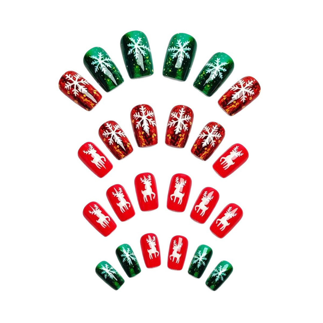 Artificial nails in festive reindeer and snowflake design Kalsten