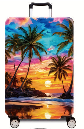 Women's Hard Shell Suitcase with Tropical Sunset Design Kalsten