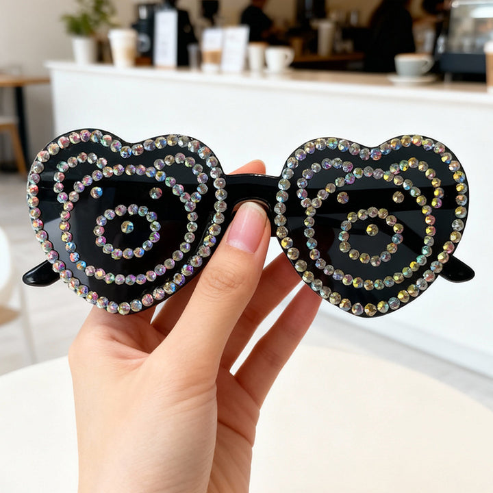 Heart-Shaped Rhinestone Sunglasses Kalsten