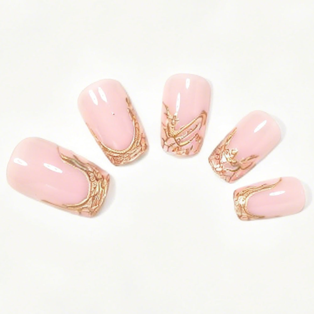Elegant Gold Foil Acrylic Nail Art Set Kalsten