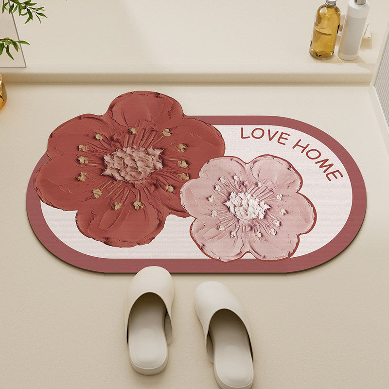 Floral-Themed Non-Slip Bath Mat