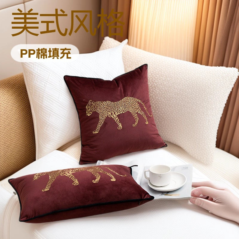 Artistic Leopard Embroidered Decorative Cushion Cover