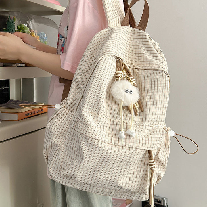 Casual Grid Patterned School Backpack Kalsten