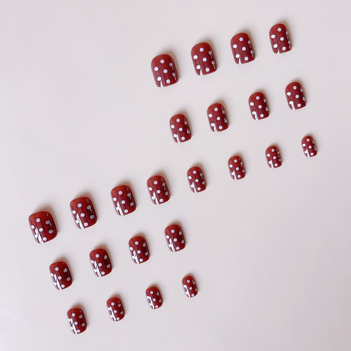Acrylic nail set with stylish chocolate spots and elegant dots Kalsten