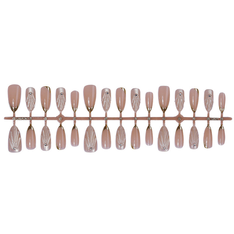 Elegant Press-On Nail Set with Decorative Metallic Tips Kalsten