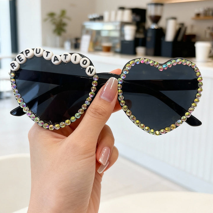 Heart-Shaped Rhinestone-Embellished Sunglasses Kalsten 1787141205