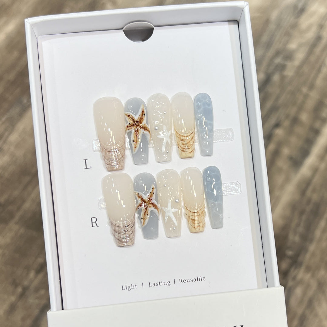 Handmade Coastal-Inspired Press-On Nail Set Kalsten