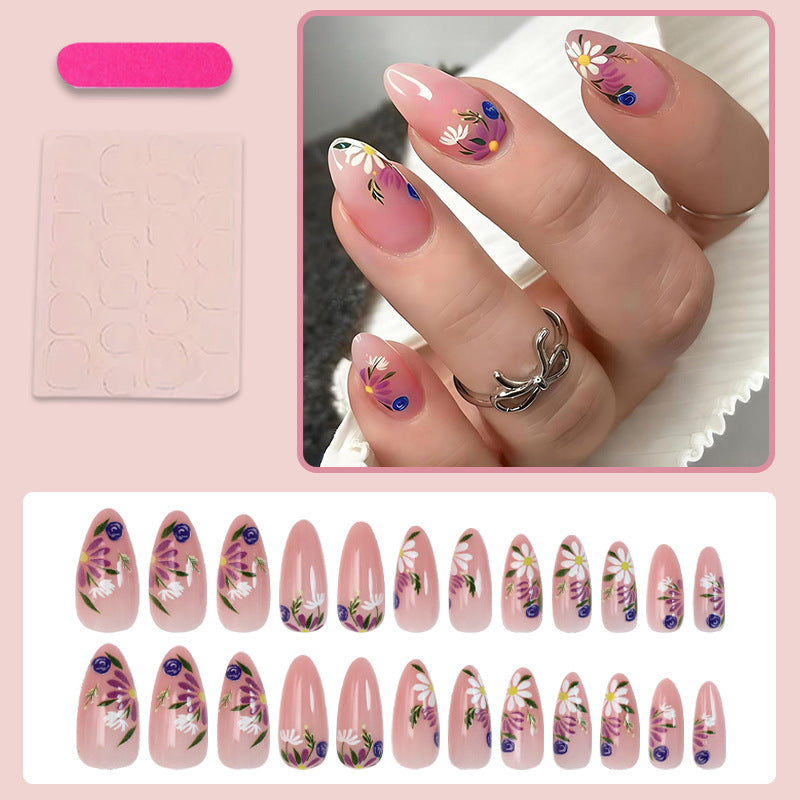 Artificial nail set with floral designs and elegant tips Kalsten