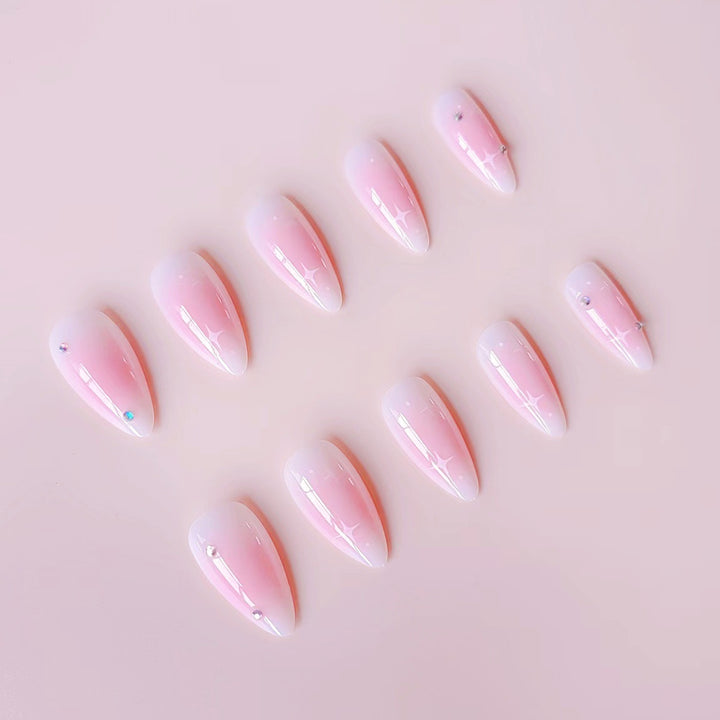 Artificial nail set with romantic heart design and embellished accents Kalsten