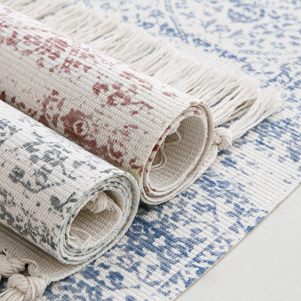 Woven vintage rug runner with fringes and oriental used look Kalsten