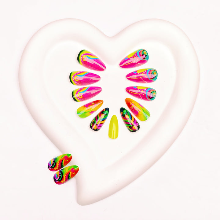 Creative artificial nails with neon pattern Kalsten