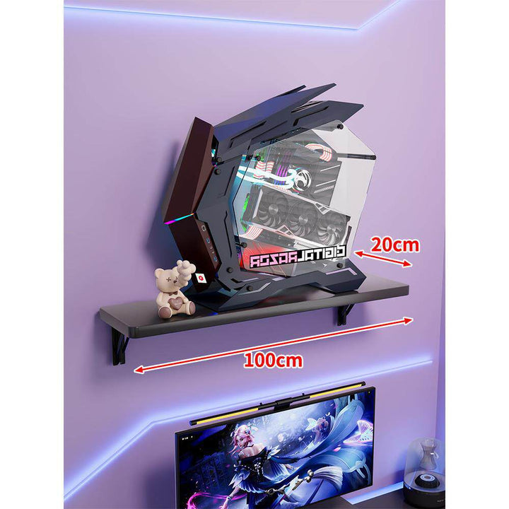 Wall-Mount Floating Shelf for Mid-Tower Gaming PC with Reinforced Brackets
