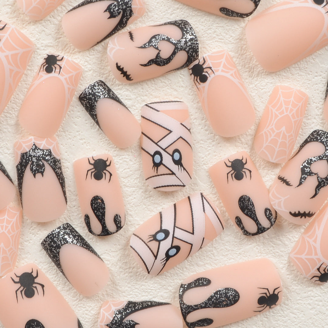 Halloween Artificial Nail Set with Creepy Spider and Web Designs Kalsten