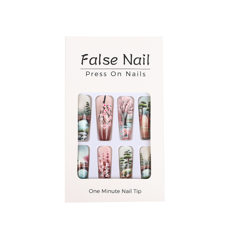 Creative artificial nails in Asian Cherry Blossom Design Kalsten