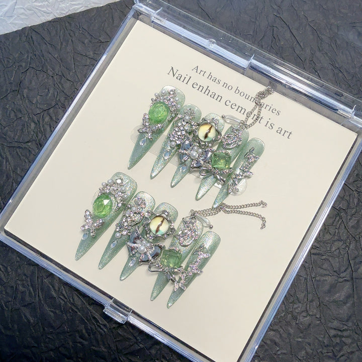 Decorative Rhinestone-Embellished Nail Tips