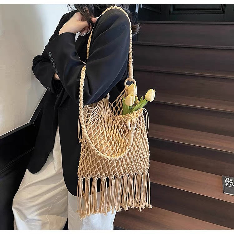 Hand-knotted fringed tote bag Kalsten