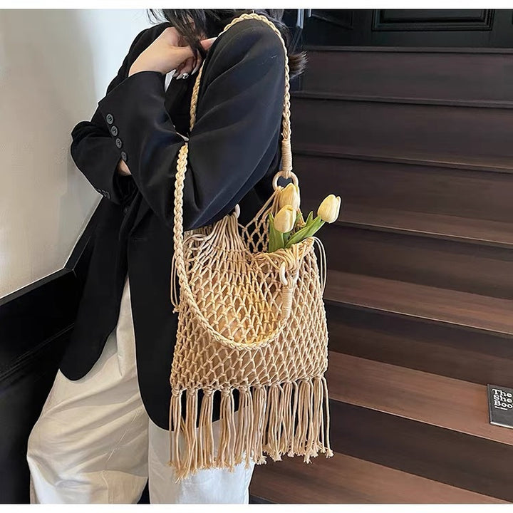 Hand-knotted fringed tote bag Kalsten