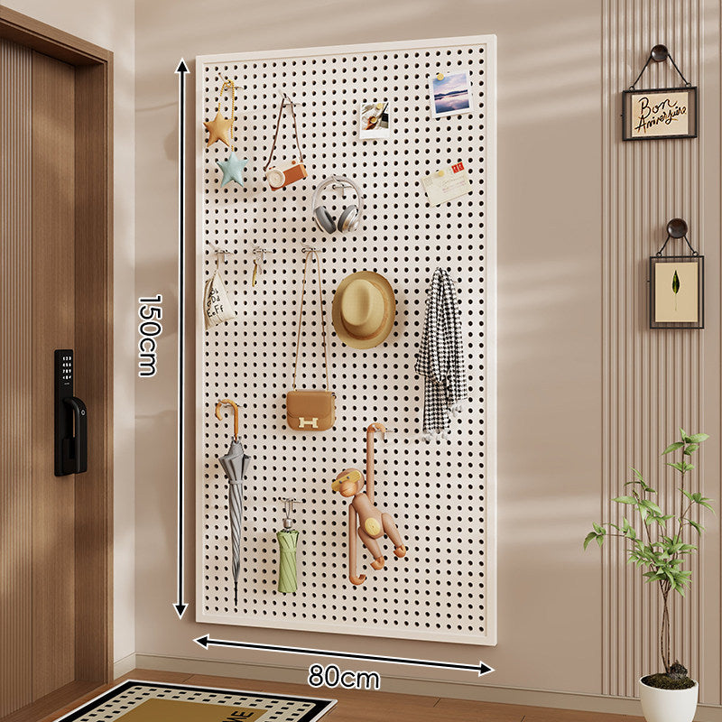Wall-Mounted Perforated Pegboard Organizer Panel Large Square with Modular Hooks and Accessories