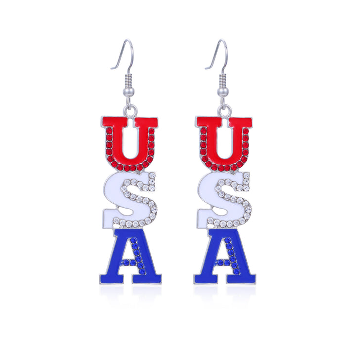 Women's star-shaped enamel earrings with USA flag motif and gold-plated fish Kalsten