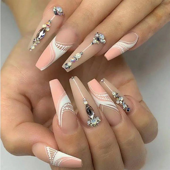 Artful nail extensions with elegant decorations Kalsten