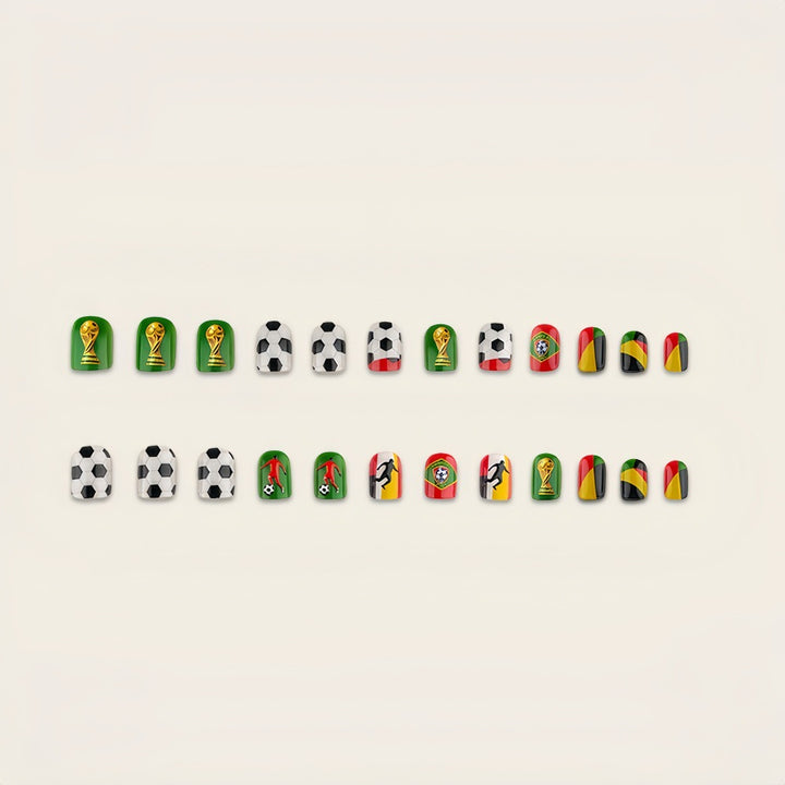 Creative Football Motif Fake Nails Kalsten