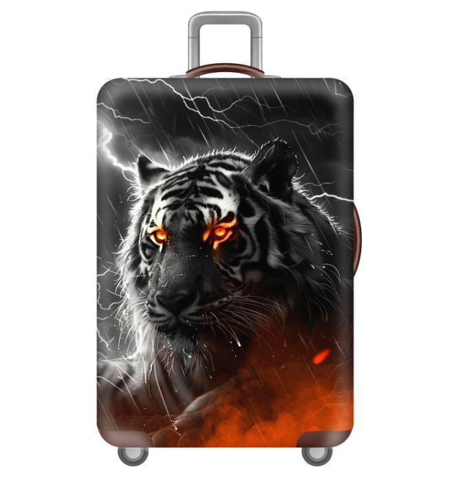 Unisex nan elastic motif suitcase cover made of stretchable polyester with handle and wheel openings Kalsten