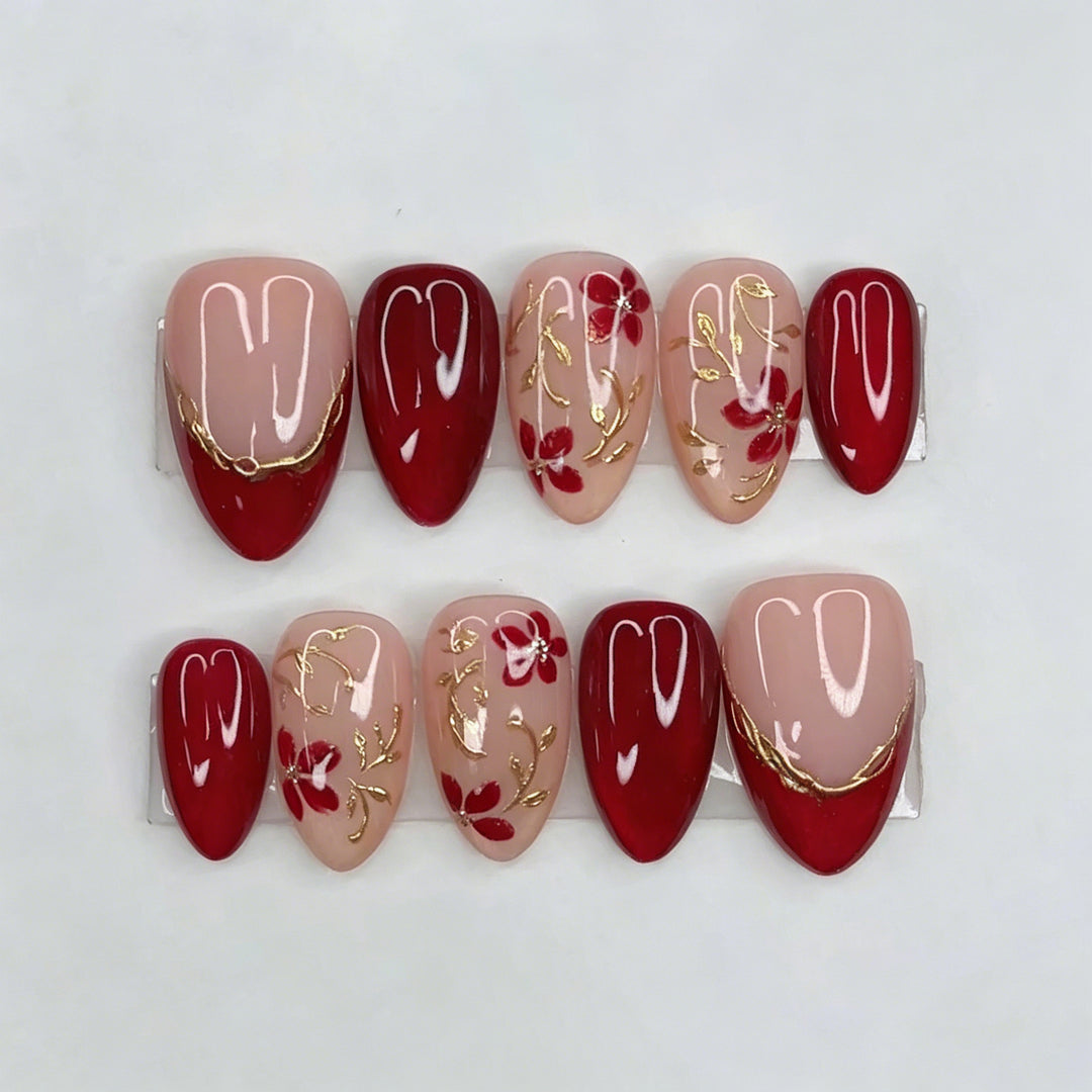 Artistic Floral Press-On Nail Art Set Kalsten 1790636459