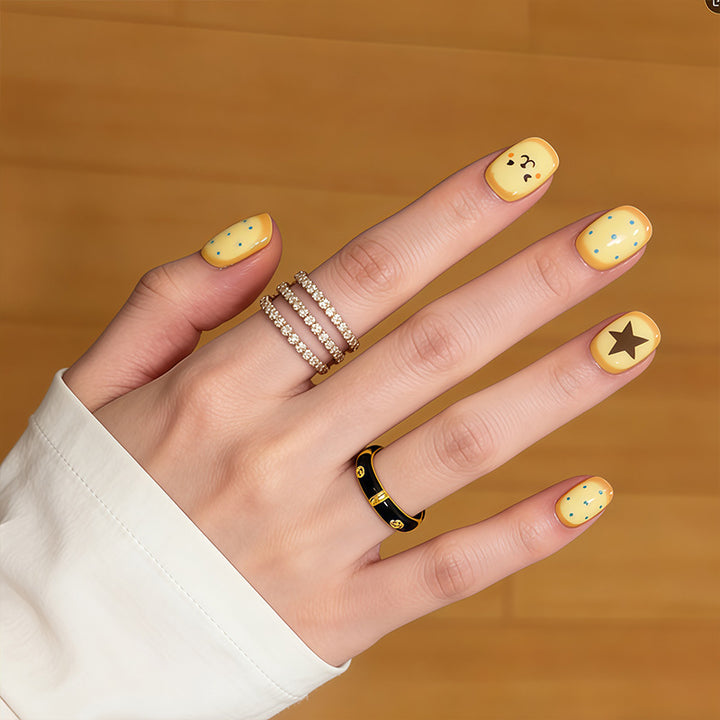 Artistic Press-On Nail Set with Playful Character Designs Kalsten